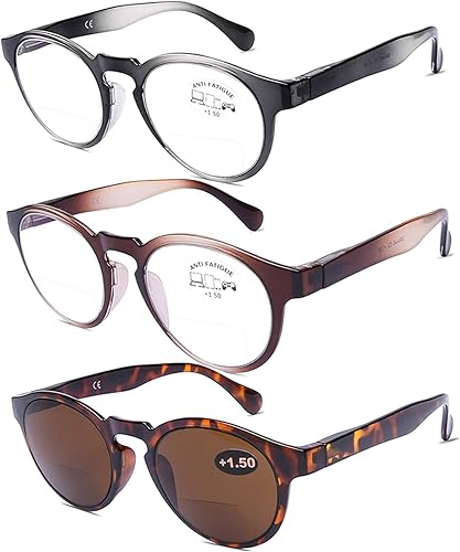 Vista 11 de AQWANO Lentes de lectura bifocales para hombre, bloqueo de luz azul, para lectores bifocales, para mujer, diseño de moda, ligeras, bisagra
