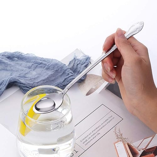 Miniatura 304 de Juego de 12 cucharas de café, mini cucharas de café, cucharas de espresso de acero inoxidable, cucharas pequeñas para postre, té, aperitivo, 4.6