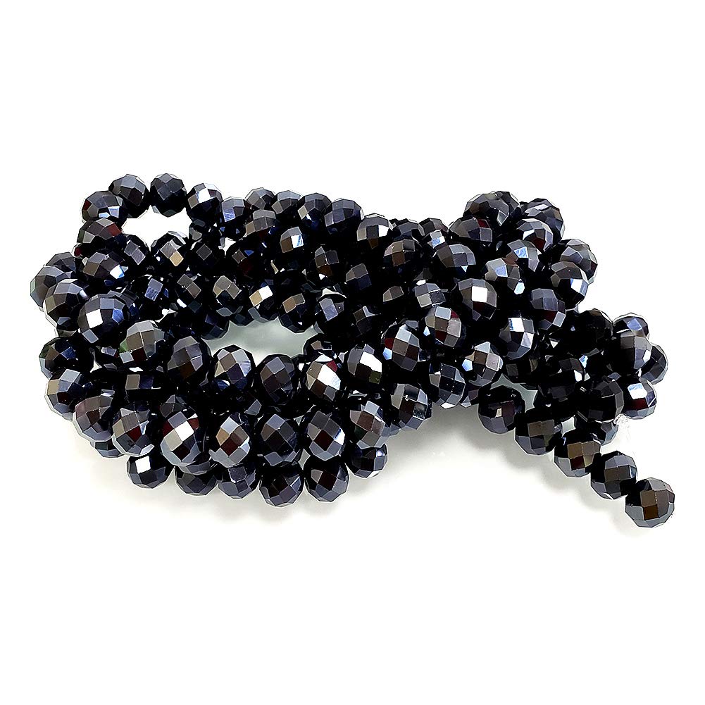 10mm Black Rondelle Glass Beads for Jewelry Making 200pcs Faceted Briolette Shape Crytal Spacer Beads Assortments Supplies Accessories for Bracelet Necklace for Wholesale
