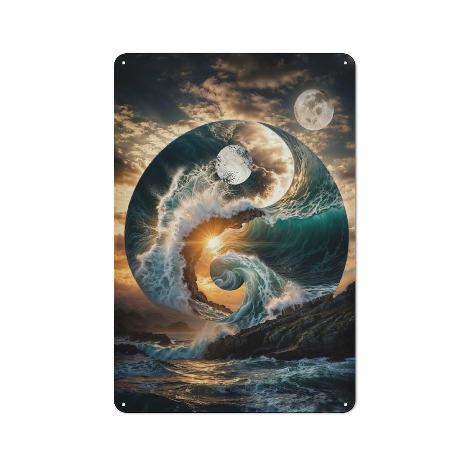 Tin Wall Plaque 30x20cm with Crashing Harmony for Pub Or Café, for Hospitality Wall Decor Collectors