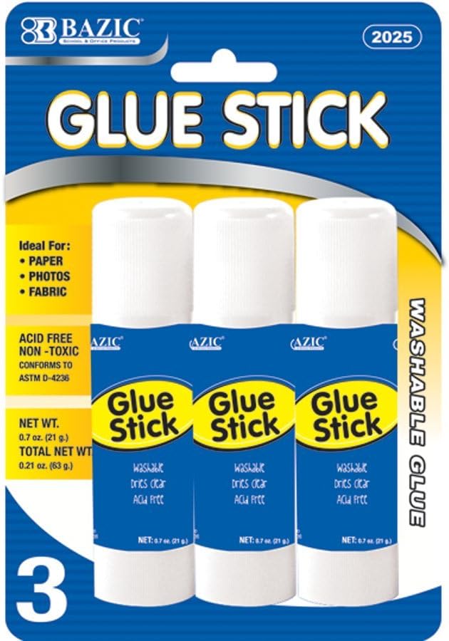 BAZIC 21g / 0.7 Oz Large Glue Stick (3/Pack) (Case of 144)