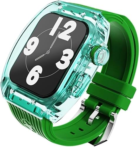 [SZLBYKCE] Luxury Transparent Watch Case Rubber BandCFor Series 8 7 6 5 4 SECCrystal Watch Case Strap Clasp Mod KitCFor Iwatch U