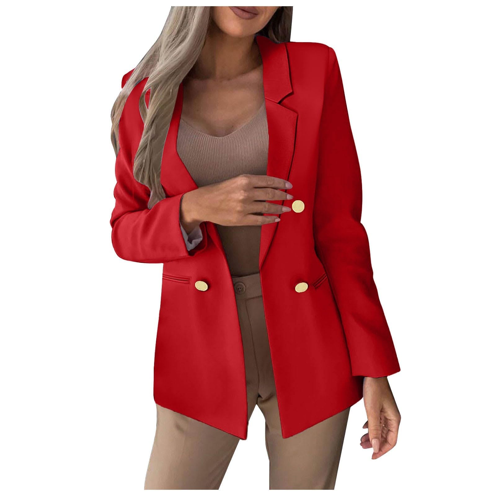 Trench Coat Women Notch Lapel Blazer Business Casual Blazers Trendy Work Office Blazer Jackets Outerwear