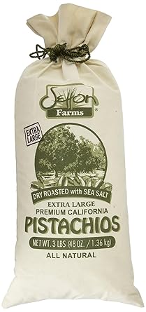 Setton Farms Pistachios, Dry Roasted and Salted Pistachios, Extra Large Premium California Pistachios, In Shell Pistachios, 3lb Burlap Gift Bag, 48 oz, Certified Non-GMO, Gluten Free, Vegan and Kosher