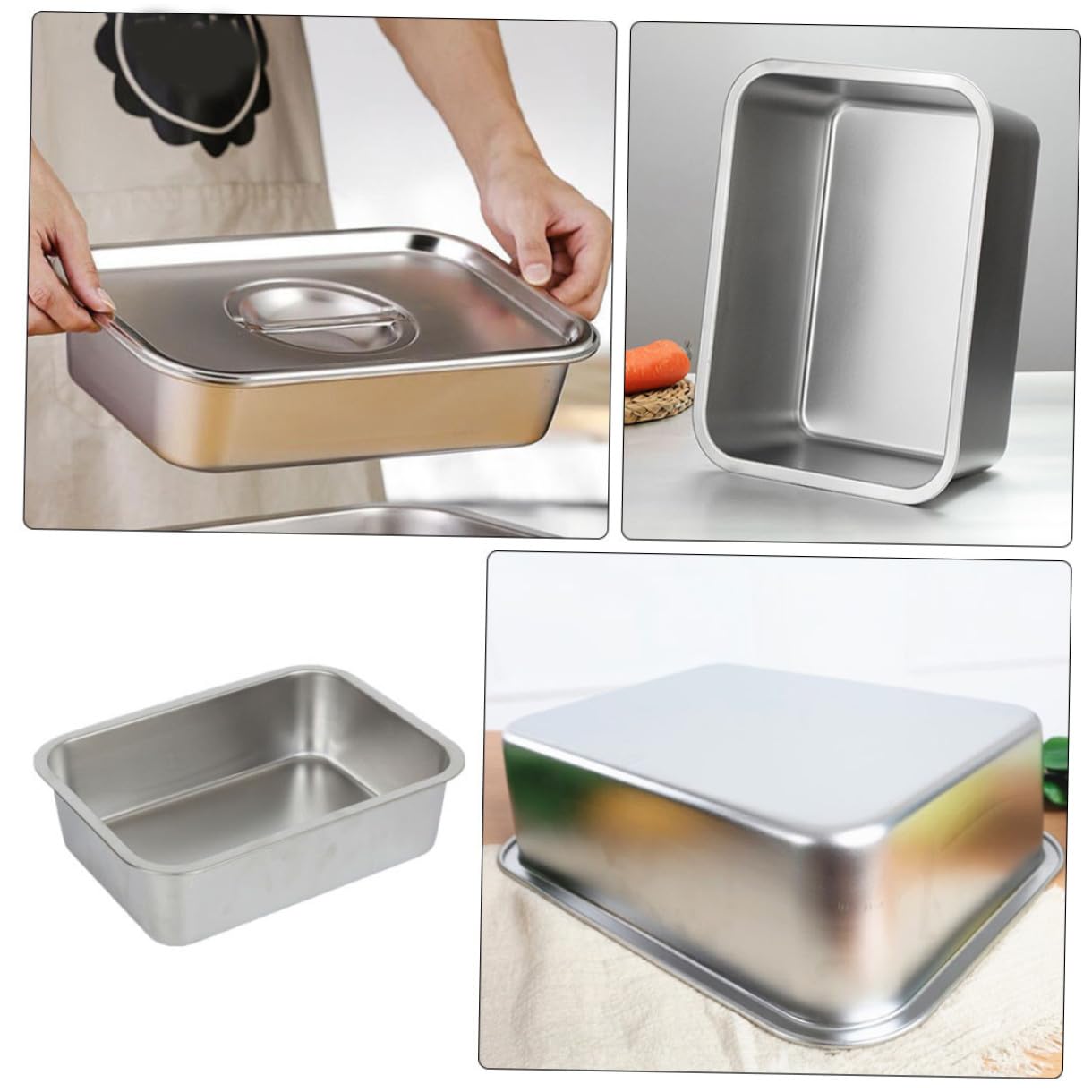 DOITOOL Edelstahlplatte Runde Servierplatte für Grill und Kantine