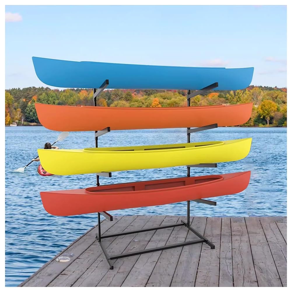 GZHERVICES Heavy Duty Freestanding Kayak Storage Rack for Kayaks, SUPs, Canoes, Surfboards & Paddleboards – Indoor/Outdoor Garage Storage Stand, Durable Multi-Purpose Design(4 Layers)
