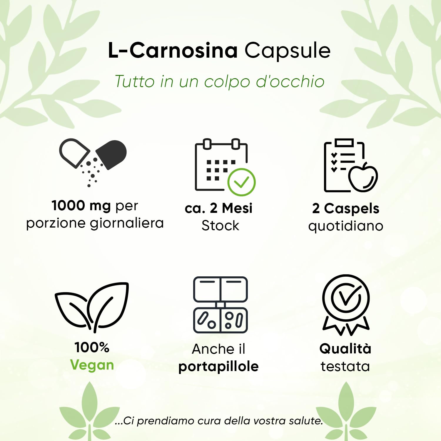 L-Carnosina 100 Capsule | 1000 mg per dose giornaliera | Inclusa scatola porta pillole | 100% Vegano | Alta dose e senza additivi | Alta biodisponibilità | Testato in laboratorio
