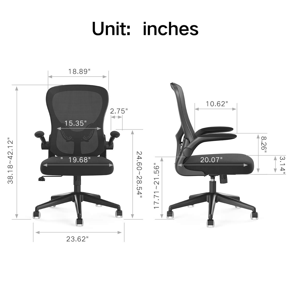 Hbada Office Chair, Ergonomic Desk Chair, Computer Mesh Chair with Lumbar Support and Flipup