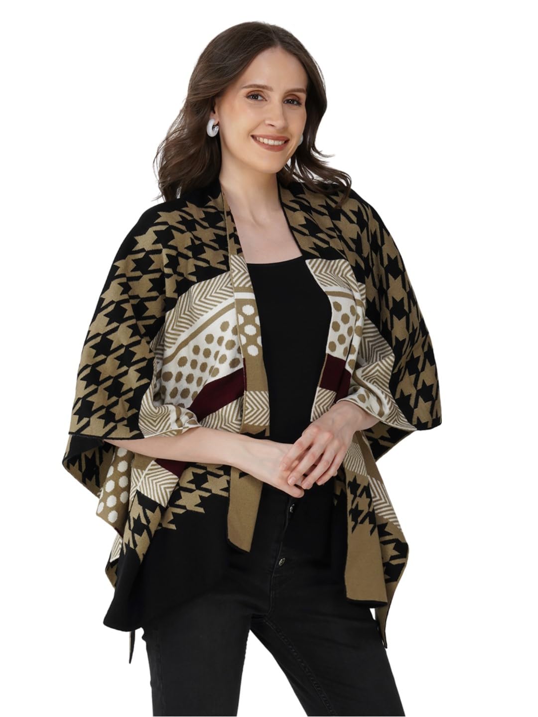 joe hazel Open Front Cape Shrug/Poncho for Women-picture-31