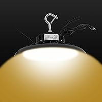 Vista 5 de Q QINGCHEN Luz LED blanca de 4000 K de alta bahía de 150 W 0-10 V Dimmalbe, certificado ETL UFO High Bay LED Shop Light para fábrica, trabajo