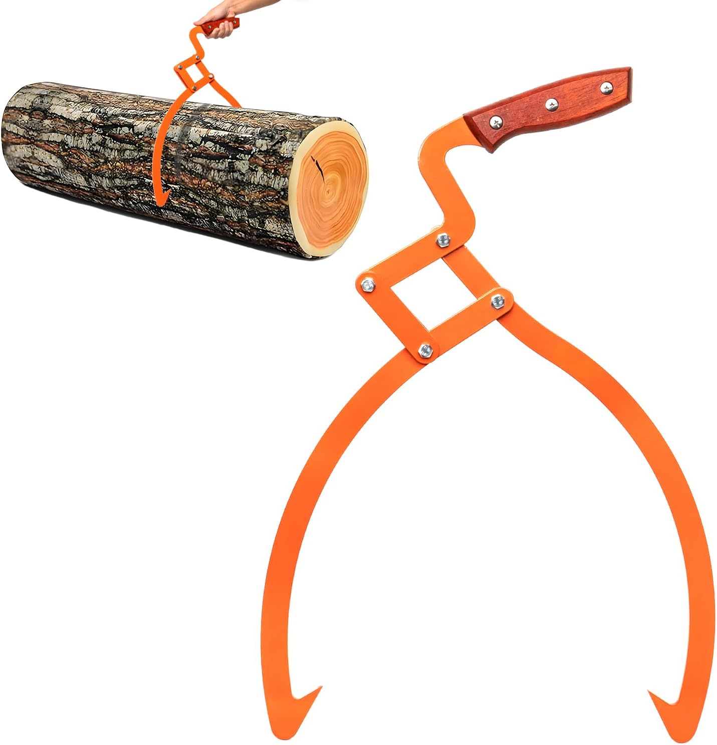 Heavy-Duty Log Tongs with Large Opening, 20" Wood Handling Tongs Loads Up to 110 lbs, Adjustable Log Gripping Tongs for Forestry Work and Dragging & Carrying