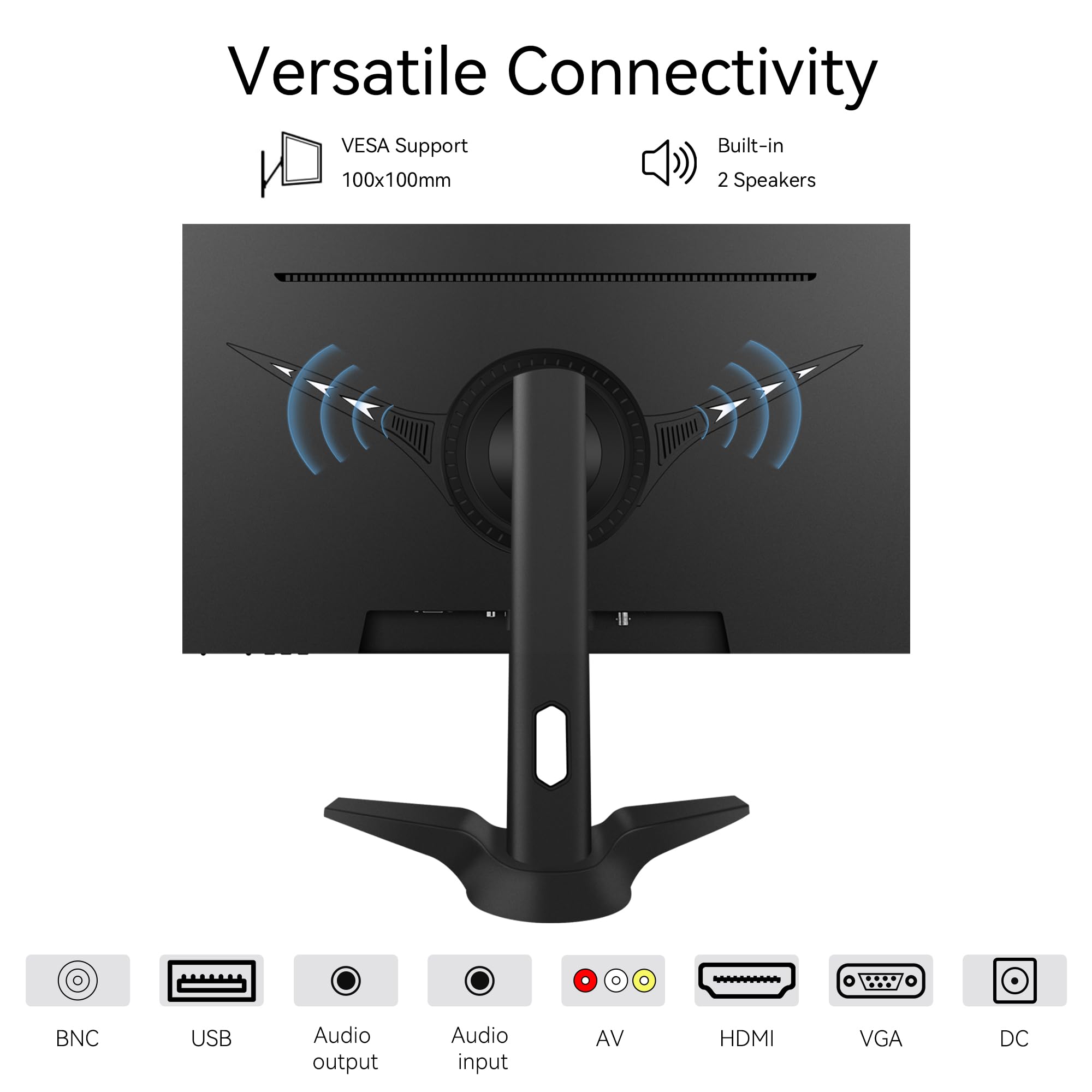 23.8 inch Computer Monitor 1920x1080 Vertical PC Monitor with HDMI VGA AV BNC USB Ports, Multi-Function Stand, VESA, Display Frameless Build-in Speakers for Office Home: 27 inch HDMI VGA AV BNC USB Ports