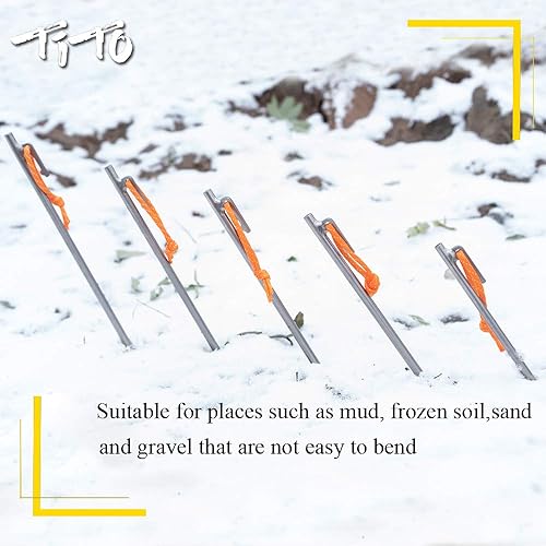 Miniatura 10 de TiTo Titanium Estacas de tienda de campaña ligeras para césped de nieve, resistentes para tienda de campaña para acampar al aire libre, senderismo y