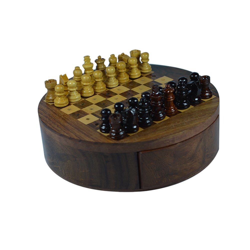 Royal Handicrafts Handcrafted Wooden Travel Chess With Pegged Top