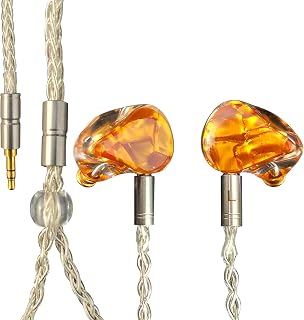 Resin in-Ear Monitor Headphones with Pure Copper Graphene Unit,with Copper-Silver 8-core 3.5mm MMCX Connector,with Earphone Storage Box,for Singers Drummers Musicians (Desert)