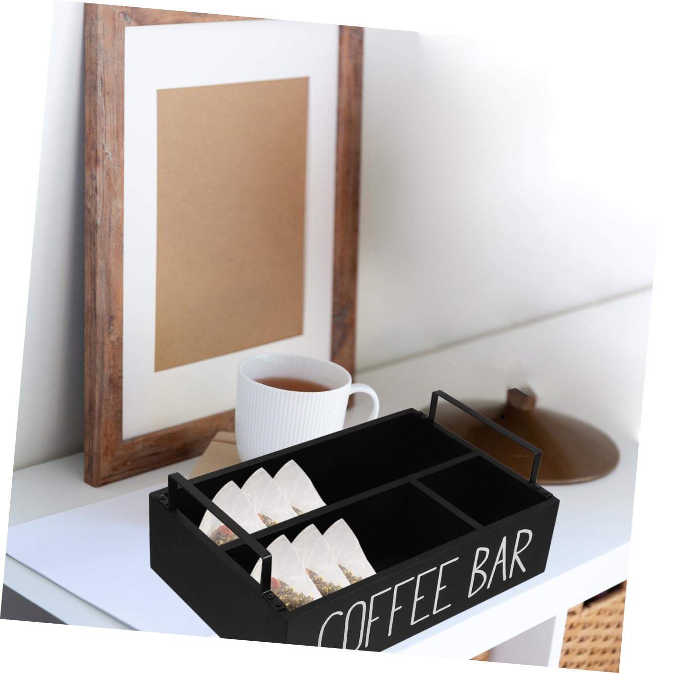 caja de almacenamiento caja de madera organizadores y almacenamiento de té organizador de té Negro Reutilizable