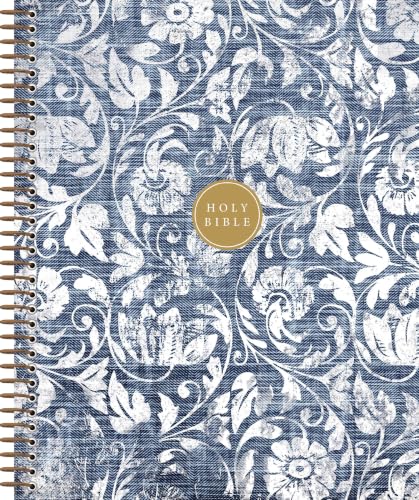 NIV, Journal the Word Bible, Spiral-Bound Edition, Double-Column, Hardcover Spiral, Blue Floral, Red Letter, Comfort Print: This lay-flat edition ... or create art next to your favorite verses image 3