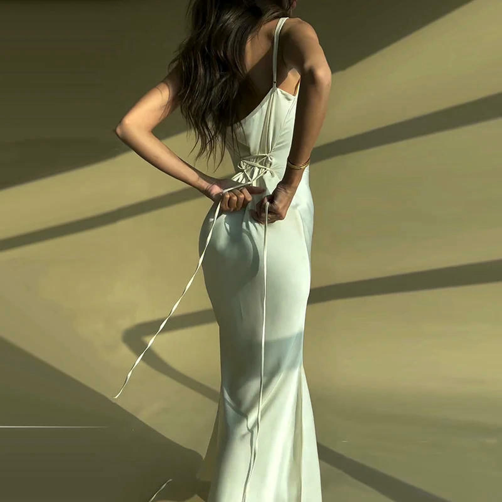Vestito Donna Elegante Abito Raso Incrociato Criss Women Spaghetti Cinghia Maxi Dress Summer Elegant Party Dresses-Azzurro-m