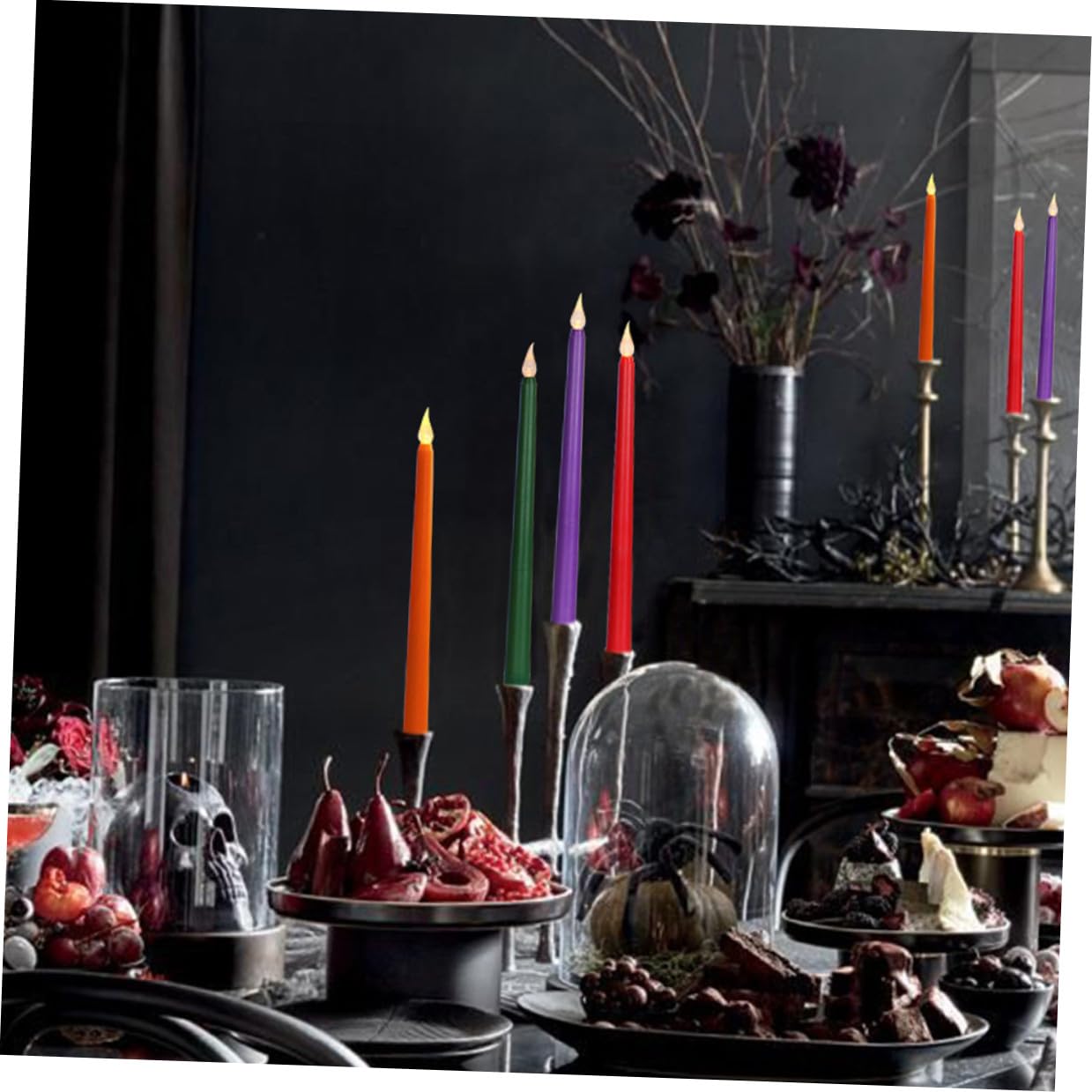Abaodam Set 12 Candele Elettroniche senza Fiamma Design Realistico LED in Pp Alimentate a Batteria per Decorazione Casa su Scrivania e Mensola Verde