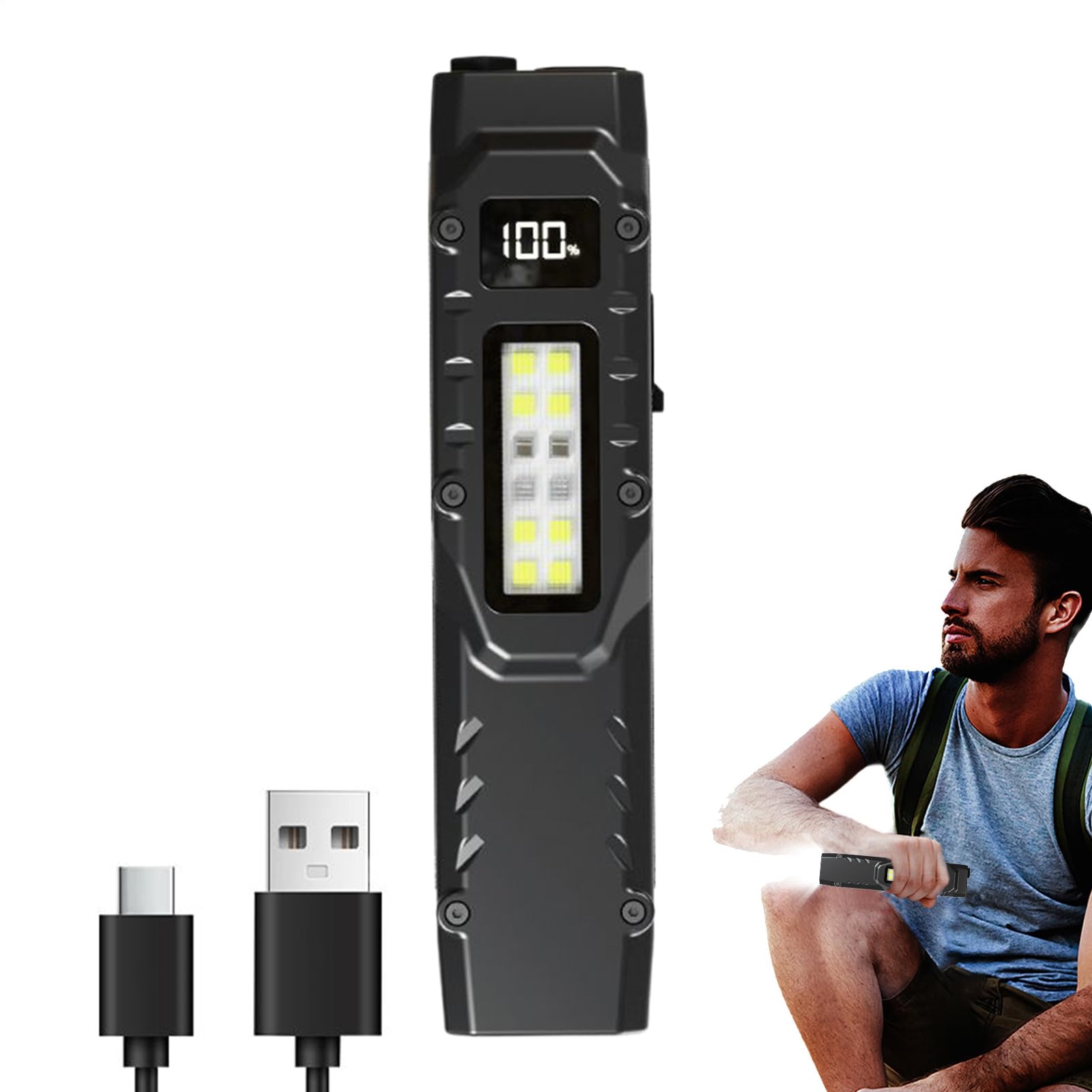 Lampe de poche fine LED portable rechargeable USB contre le noir - 8