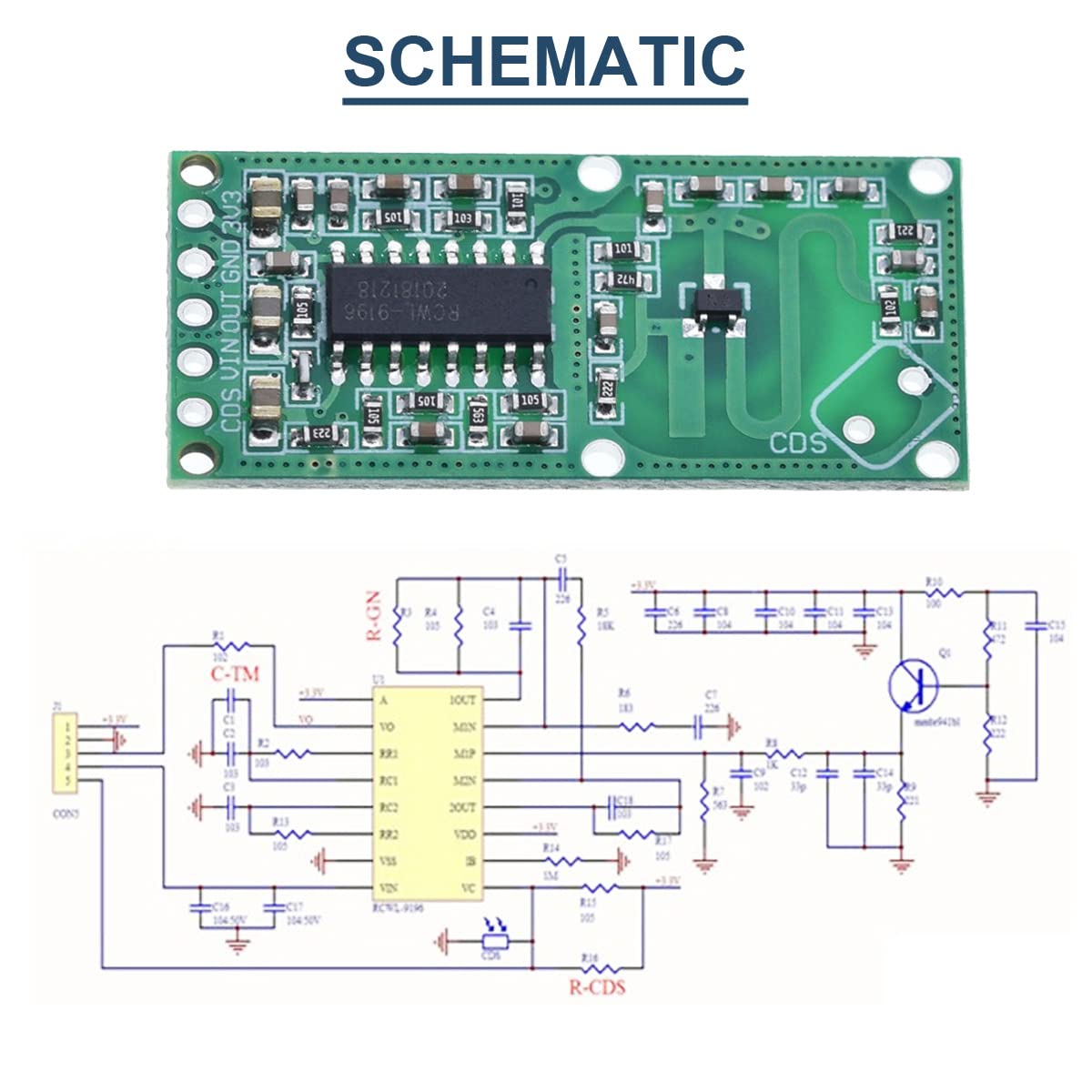 5 pezzi RCWL-0516 Modulo radar a microonde Sensore interruttore a induzione del corpo umano Scheda distanza di rilevamento 3,3 V per Arduino/Raspberry PI con cavo jumper, intestazione a 40 pin
