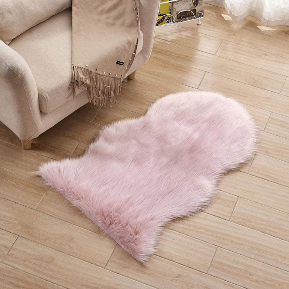 Spitzenqualität Lammfellimitat Teppich, Flauschig Weiche Nachahmung Wolle Teppich Longhair Fell Optik Gemütliches Schaffell Bettvorleger Sofa Matte Pink 60 * 200cm