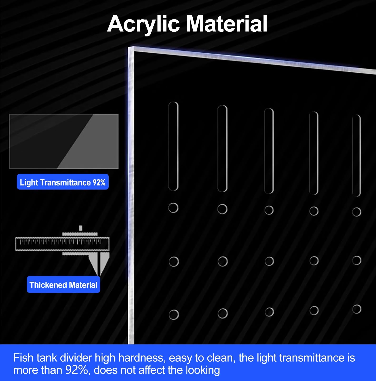 ERRULAN Divisor de Acuario Divisor de Tanque de Peces Ajustable, Tablero de Rejilla Aislamiento Acuario, Cubierta deflectora Placa Que bloquea Red partición(Fits Fish 2cm/0.79in,55gal (60x60cm))