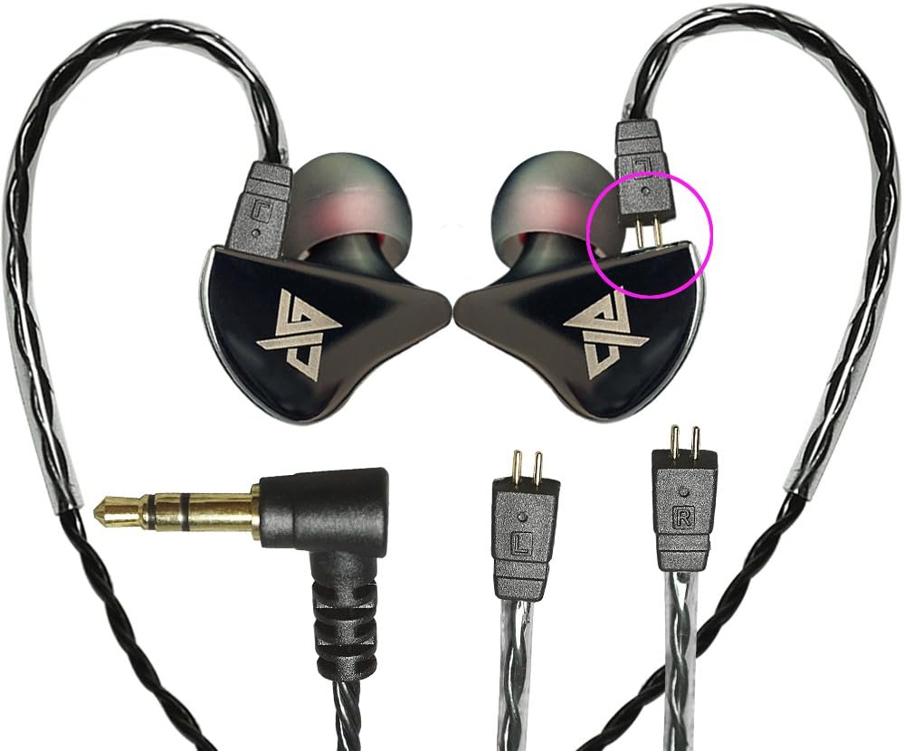 AUGLAMOUR In Ear Monitor Musicians Headphones R8 Detachable By Tech Earbuds With Ear Hook for iPod iPad iPhone 6s 6 Black