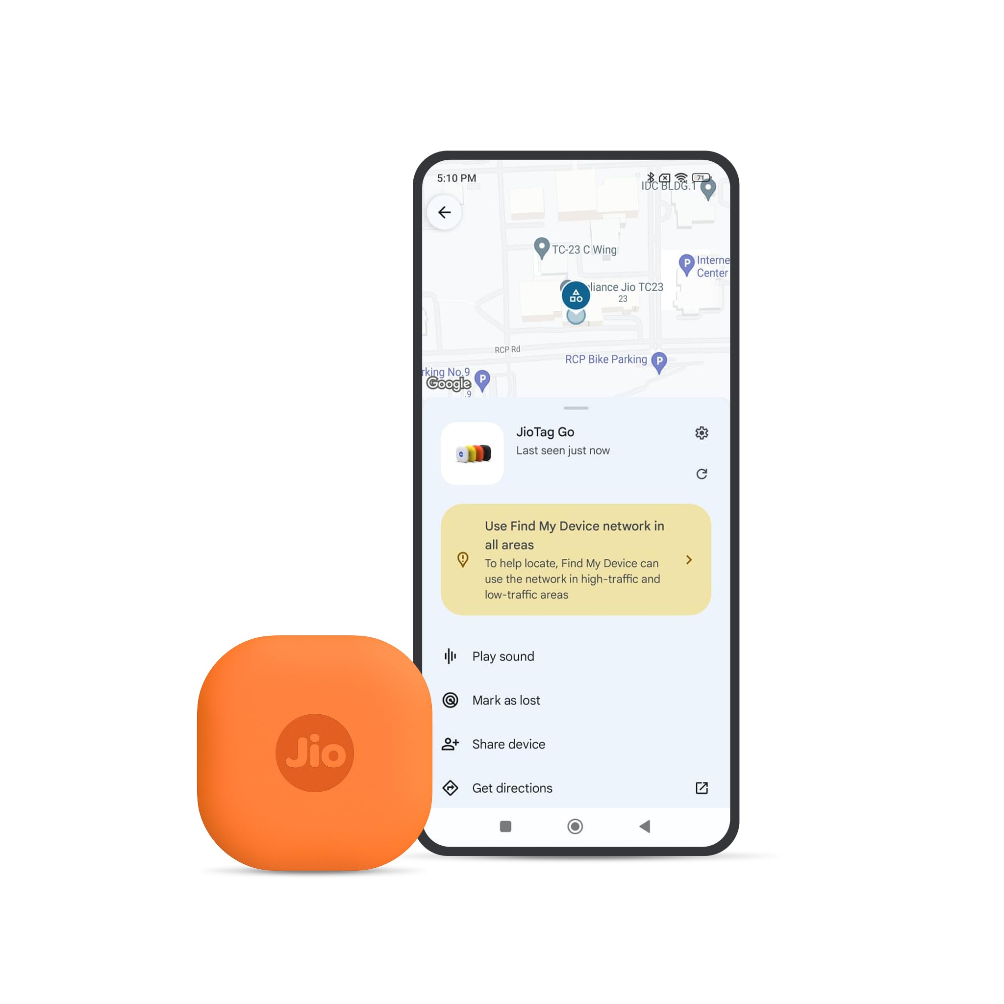- JioTag Go |India's First Android Tag | Google Find My Device Item Finder| Worldwide Tracking for Keys, Wallets, Luggage, Gadgets and More|1+1 Year Battery|No SIM Needed|BT 5.3|for Android Only