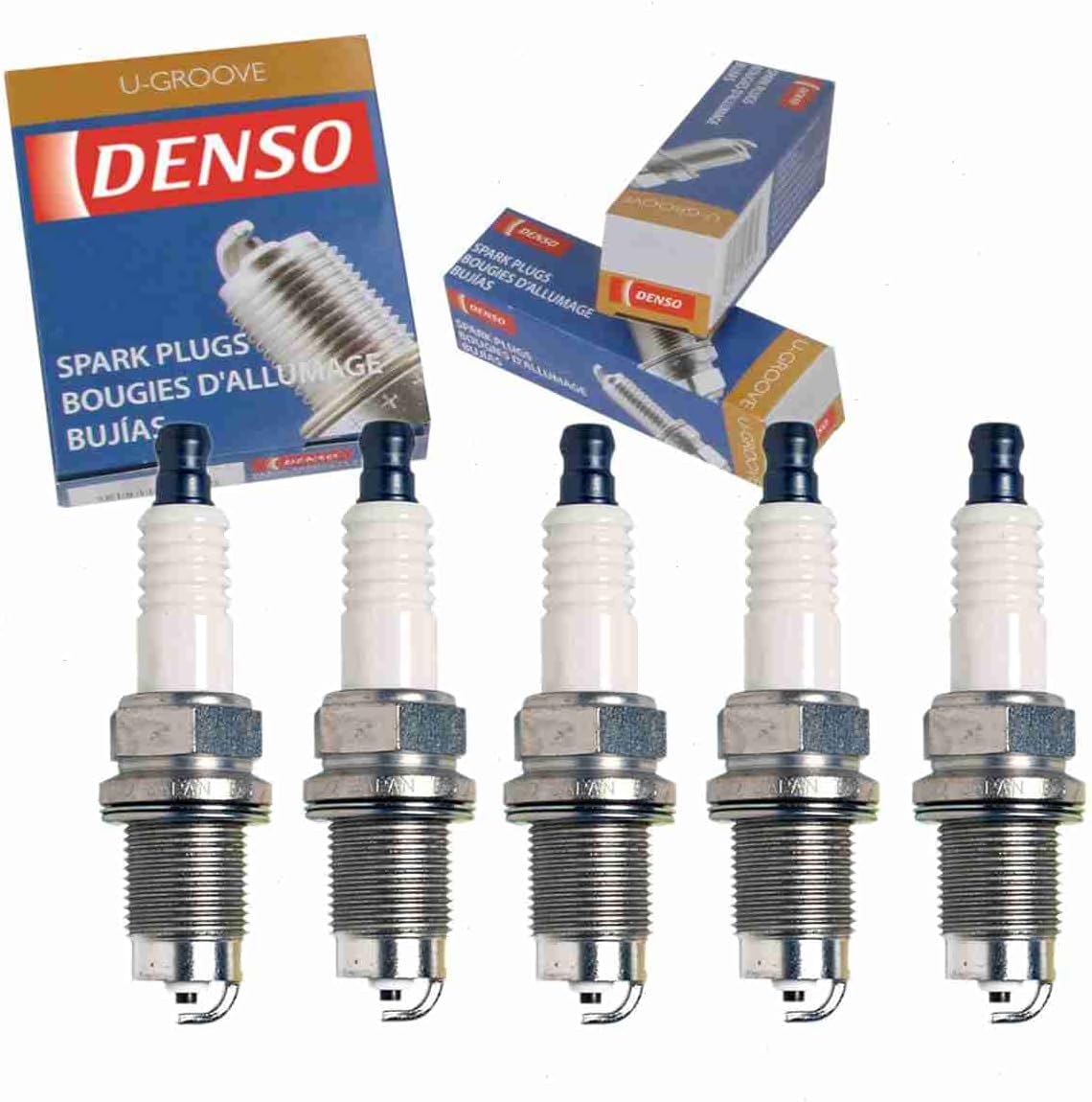 5 pc DENSO Standard U-Groove Spark Plugs compatible with Volkswagen Beetle 2.5L L5 2006-2010