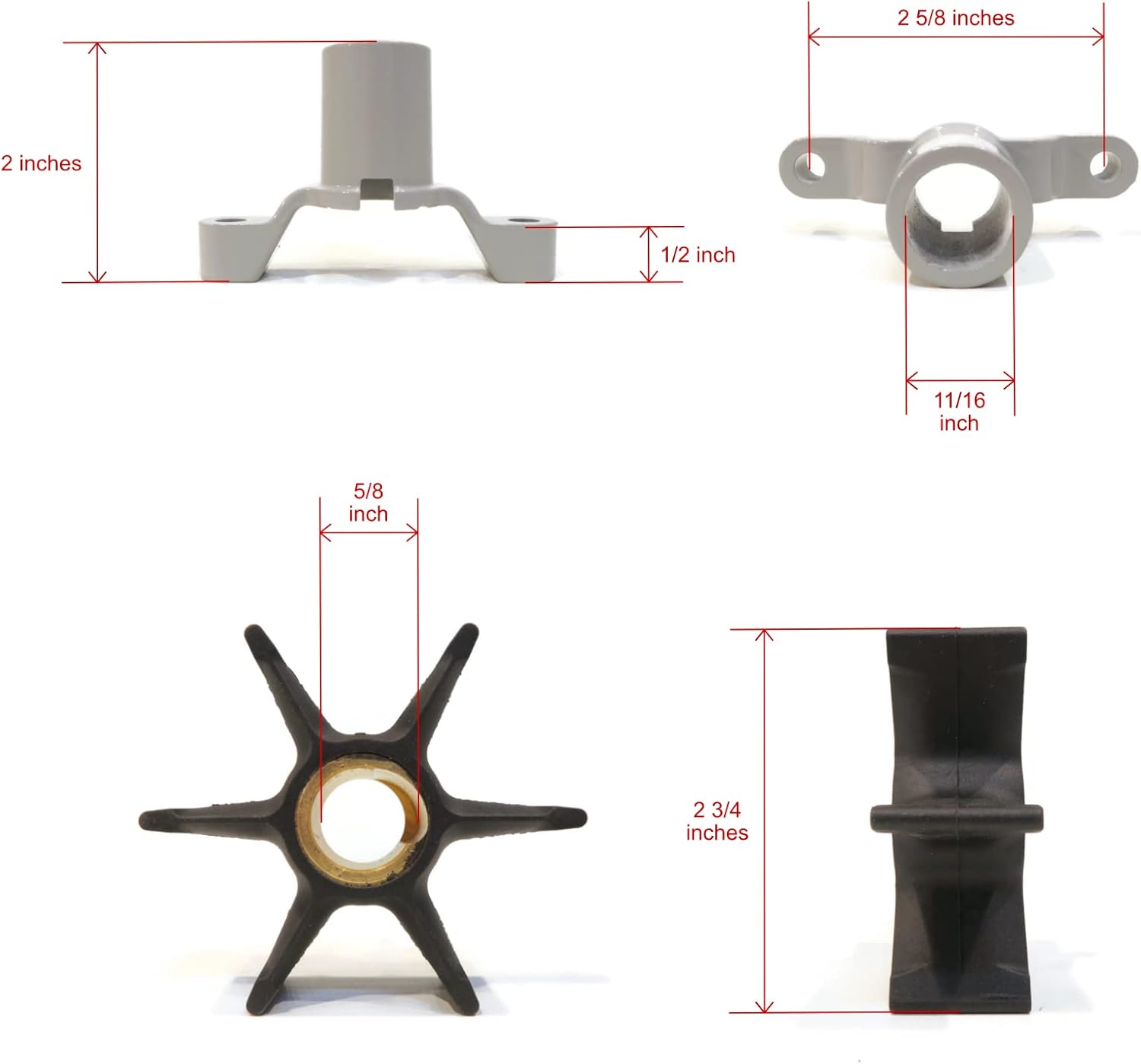 The ROP Shop Water Pump Impeller Kit for 1985 Johnson 40 HP J40RLCOB, J40TECOB, J40TELCOB