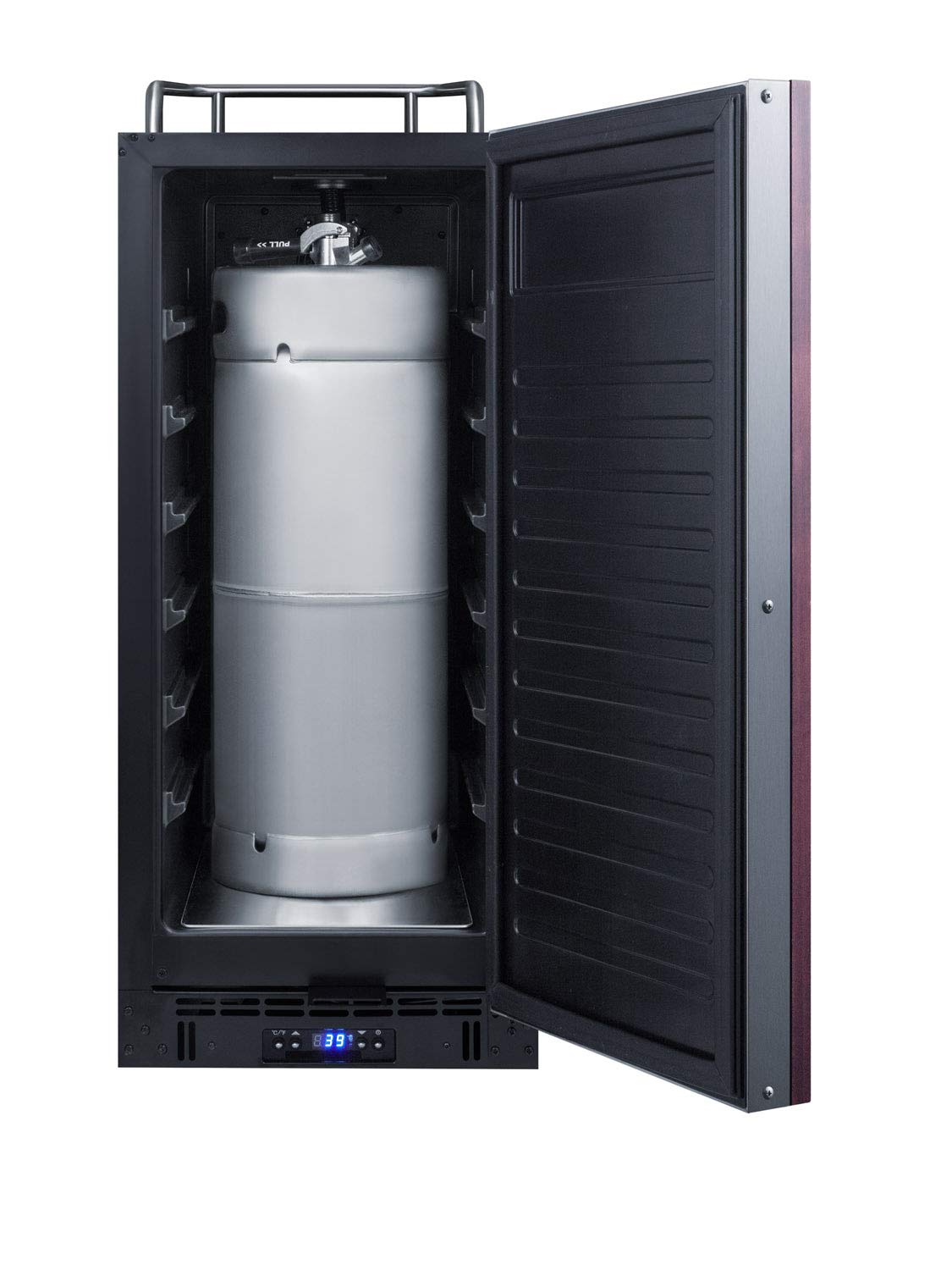 Summit Appliance Sbc15nk Built-In 15" Wide Commercially Listed Kegerator With Auto Defrost, Digital Thermostat, Stainless Steel Door, Pro Style Handle, Front Lock, Black Cabinet And Sealed Back on Fridge.com - View 6