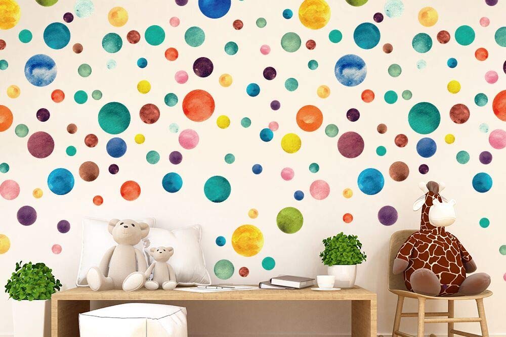 Walplus Girls Colourful Watercolour Dots Home Decor Nursery Decor Big Wall Decor Wall Sticker Colourful Watercolour Dots Wall Stickers For Kids Rooms - Nursery, Bedroom, Playroom Decor