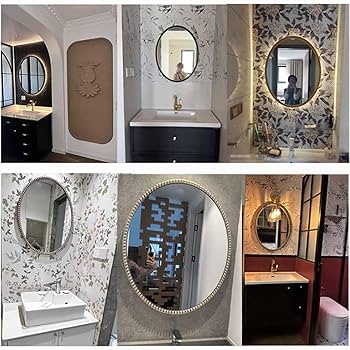 Amazon.co.jp: ZYBOWAYL オーバルLEDウォールミラーアンティーク