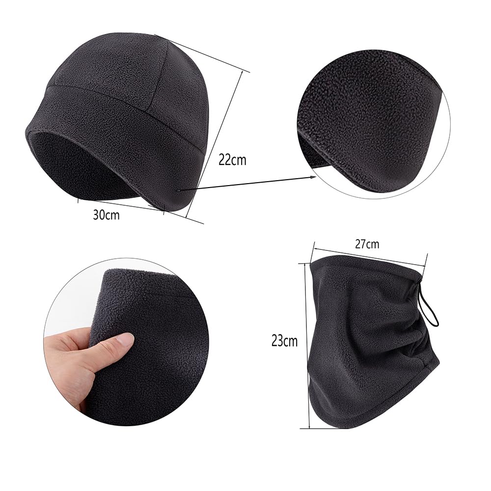 Lot de 2 cagoules d'hiver doublées en polaire thermique et coupe-vent pour cyclisme, moto, randonnée, course, sports d'hiver et d'extérieur unisexe