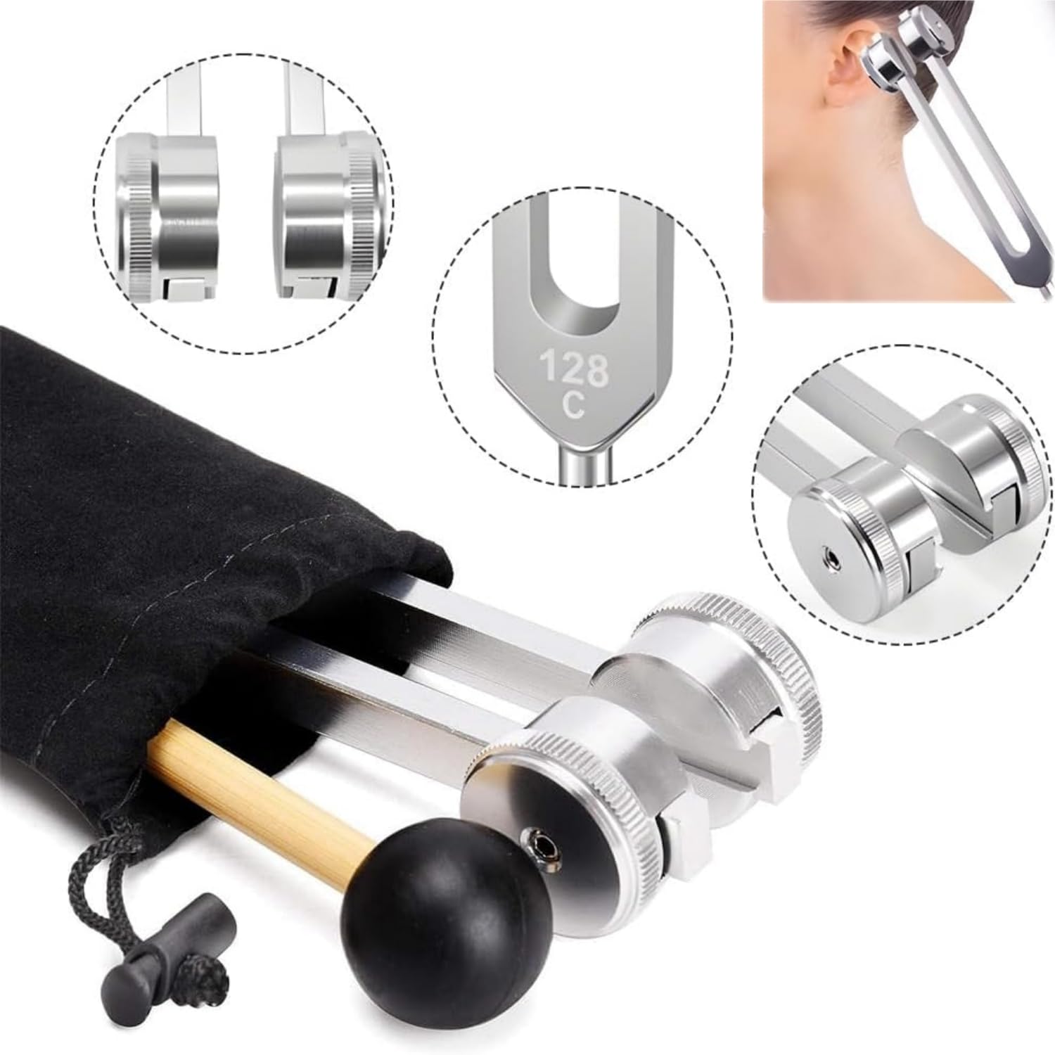 Diapason 128 Hz Curativo con Martello, Lega di Alluminio