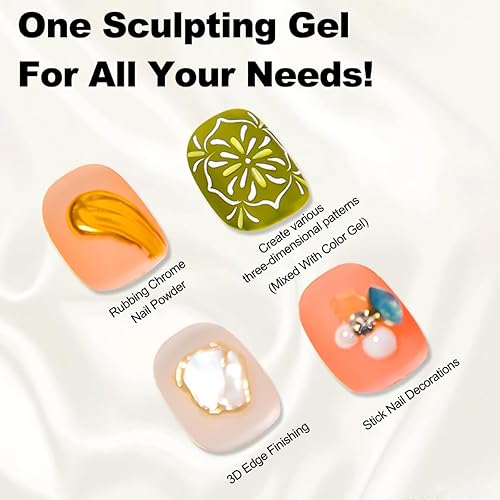 Miniatura 3 de Kit de gel de uñas 3D, gel esculpedor semisólido para frotar polvo de uñas cromado, pegar diamantes de imitación y pintura, geles UV que no se