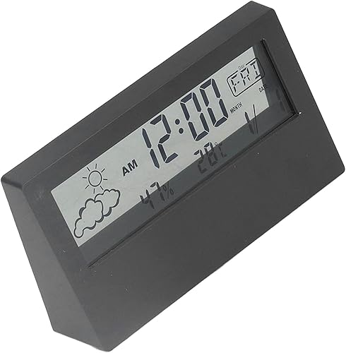 Miniatura 9 de Fydun Reloj despertador LCD transparente, multifuncional, pantalla grande, reloj despertador digital alimentado por batería, para viajes en casa,