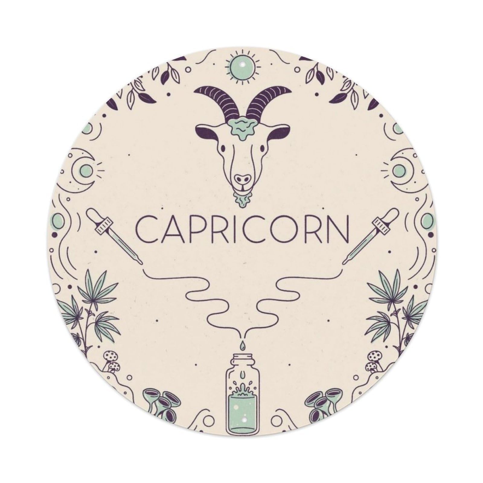 Capricorn Twelve Zodiac Minimalist Poster Vintage Metal Tin Sign Plaque Wall Decor for Cafe, Club, Garden Round Metal Poster 8x8Inch