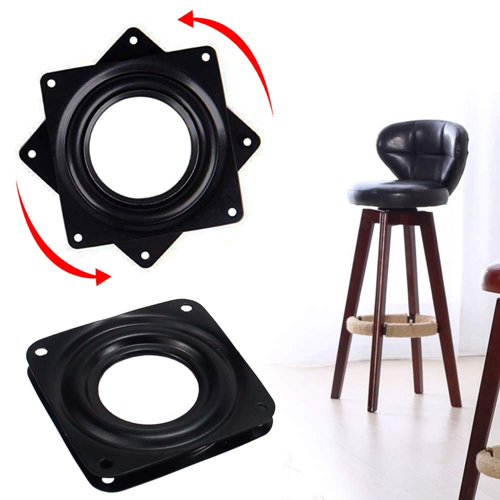 4 Pcs Piastra Cuscinetti Girevole 360 Gradi Piastra Girevole Lazy Susan Piastra Cuscinetto Rotante 3 Pollice Piastra con Cuscinetto Rotante per TV Tavolo,Forno,Sgabelli(Nero)