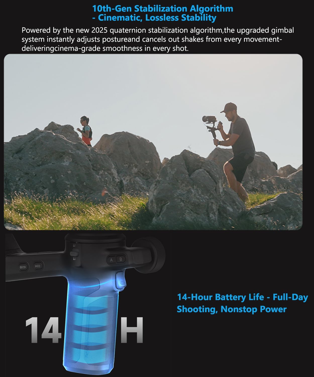 FeiyuTech SCORP 3 KIT Gimbal Stabilizer for DSLR and Mirrorless Camera,Built-in AI Tracking,Detachable Handle,3-Axis Gimbal for Sony/Canon/Nikon/Fujifilm, Max 7.721lbs,Touch Screen with Case - Image 5