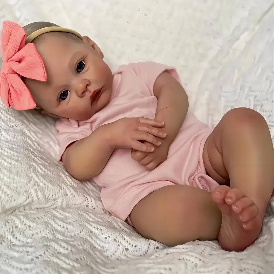 JUYOUYI 18 Inch Reborn Baby Doll Full Soft Washable Vinyl Body Lifelike Newborn Doll The Best Toy Gift for Kids Age 3+ (MandowPink)