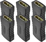 6 Pack HDMI Coupler Gold Plated Adapter High-Speed Female to Female Resolution F/F Connector 3D 4K HDTV 1080P Support Cable Extender