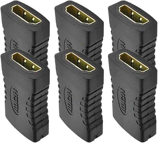 6 Pack HDMI Coupler Gold Plated Adapter High-Speed Female to Female Resolution F/F Connector 3D 4K HDTV 1080P Support Cable Extender