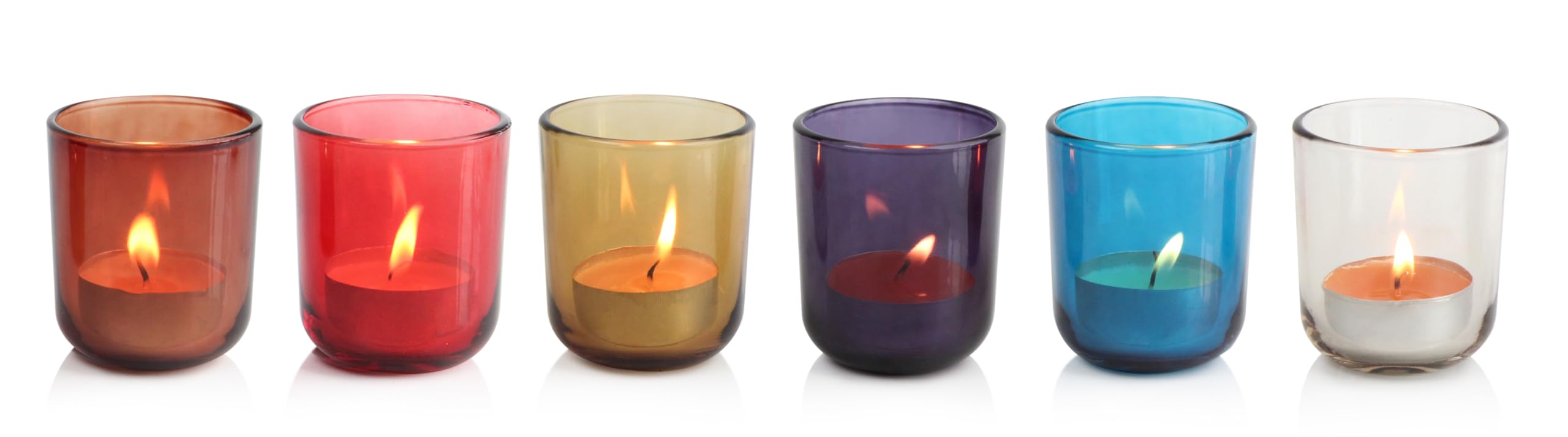 Gurfuy Colored Glass Votive Candle Holders Set of 6 - Tealight Candle Holder for Festival Wedding Propose Parties Holiday Table Centerpiece Shelf Decoration Fall Home Decor