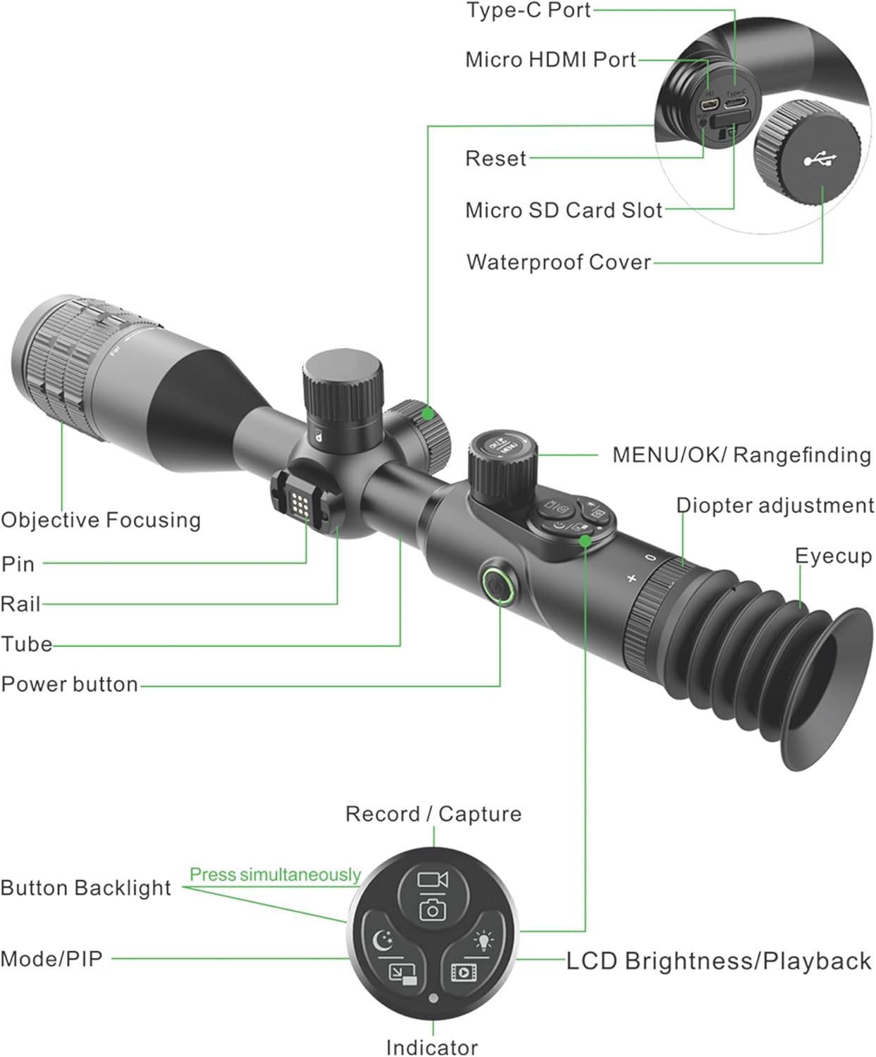 oneleaf.ai Commander NV400 4-52X50 True 4K Digital Day/Night Vision Rifle Scope