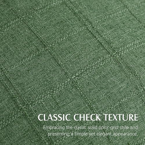 Image of Foindtower Set of 1 Decorative Linen Check Throw Pillow Cover Neutral Farmhouse Vintage Cushion Cover Modern Boho Accent Home Decor for Sofa Chair Couch Bedroom Living Room,18x18 Inch,Forest Green