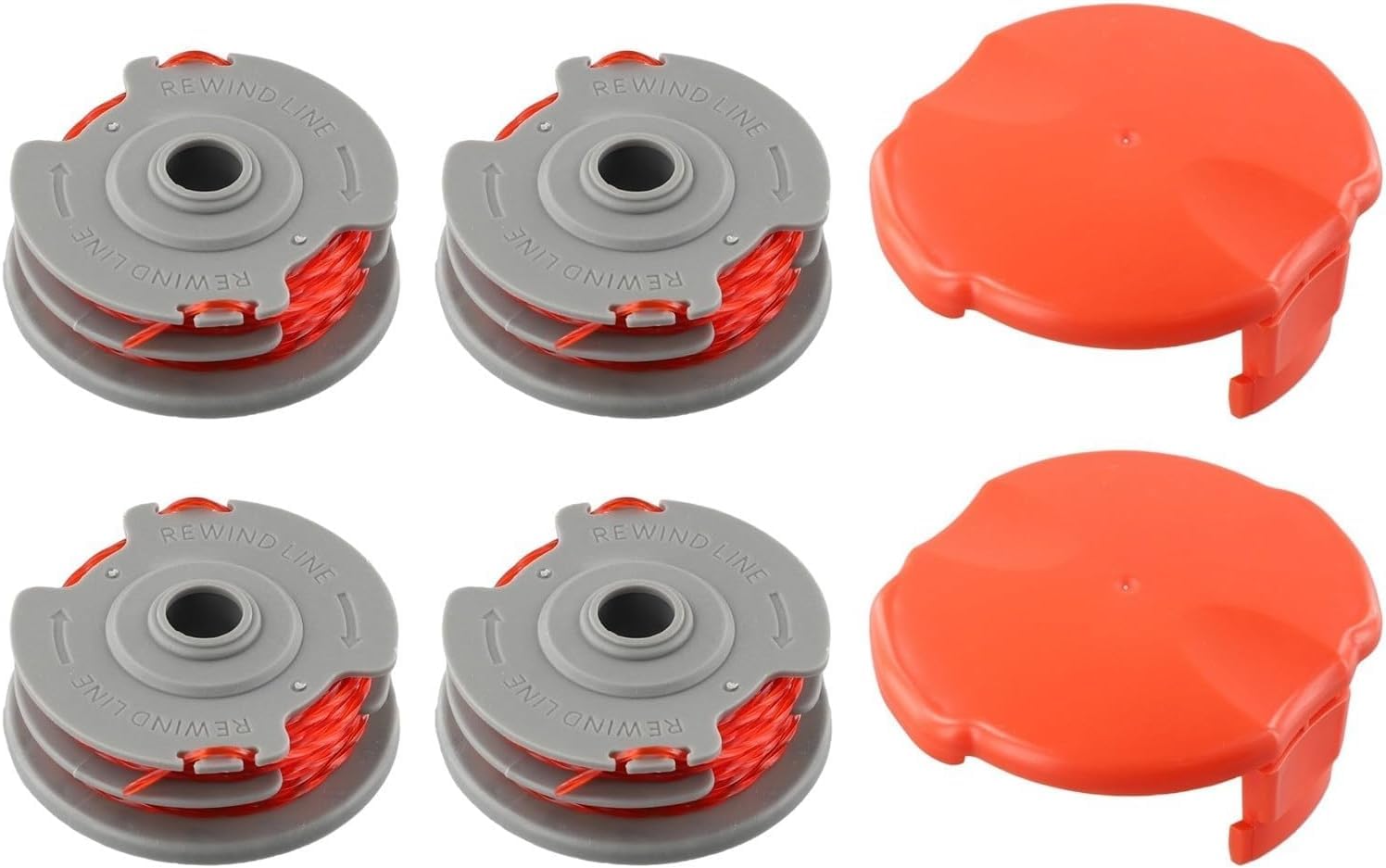 YUETTYY Spools and Lines for Grass Cutter,Replacement Trimmer Spool for Flymo Contour Range Trimmer Wire Double Autofeed Spools (2 Cap+4 Spool)