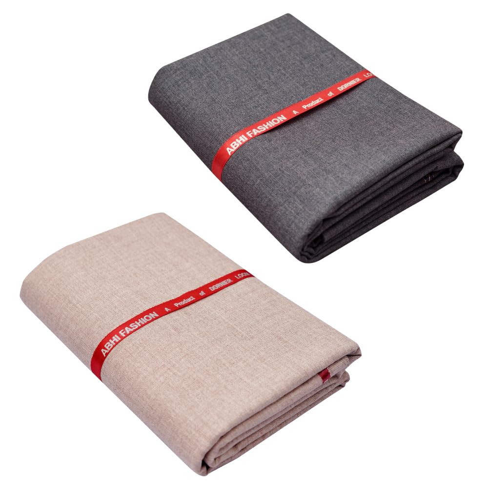 Abhi Fashion Men's Cotton Feel Blend Formal Unstitched Combo Trouser Fabric For Men (Pack Of 2)-picture-44