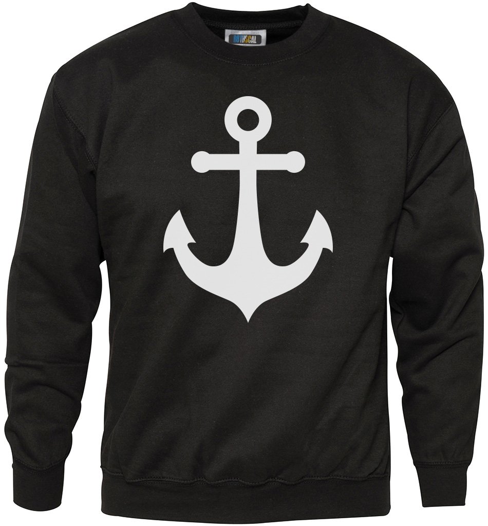 Hotscamp Men's Black Nautical Anchor Sweatshirt - Medium